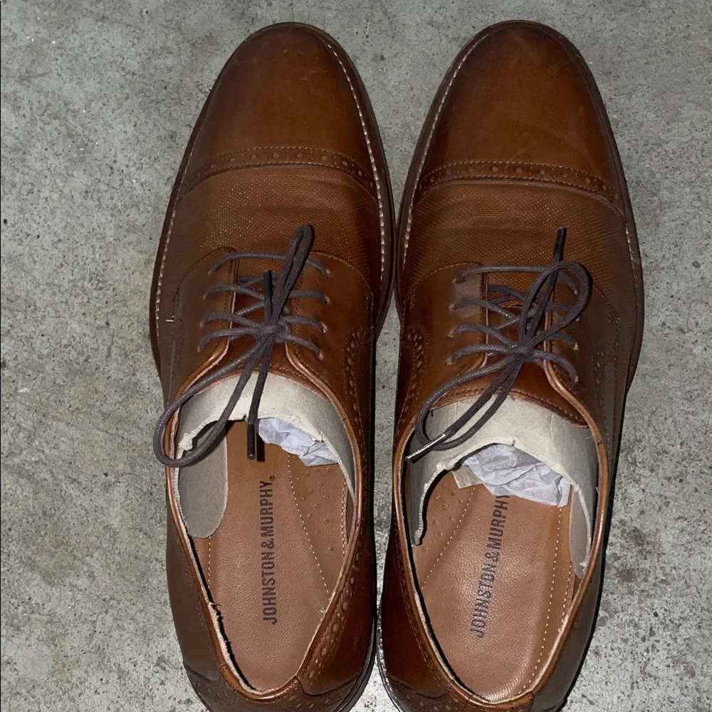 Johnston & Murphy Tan Leather Oxfords - Picture 6 of 8